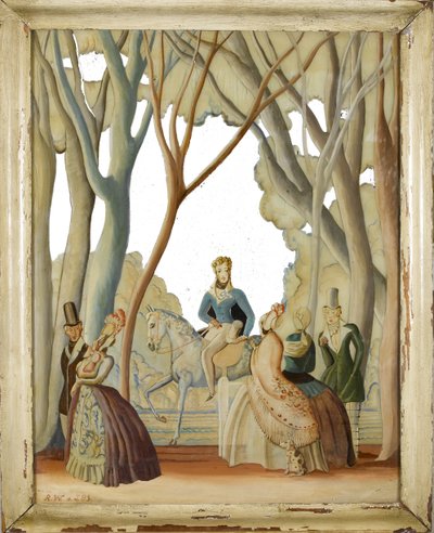 Figures Promenading in a Wooded Park by Rex Whistler